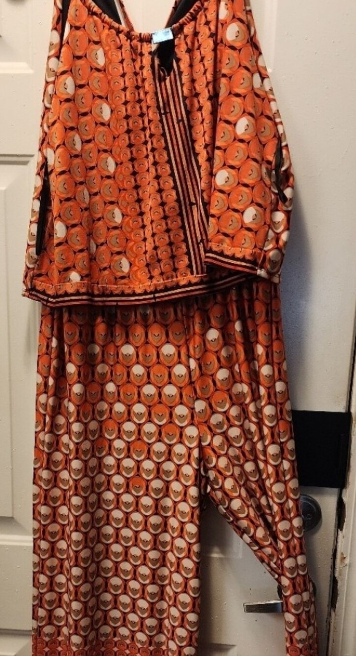 Orange Printed Women's Jumpsuit